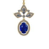 27.99 Ctw SI1/SI2 Tanzanite and Diamond 14k Yellow Gold Pandant (ALL DIAMON