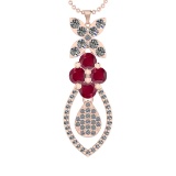 19.90Ctw VS/SI1 Ruby and Diamond 14K Rose Gold Necklace(ALL DIAMOND ARE LAB
