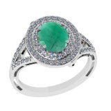 2.65 Ctw VS/SI1 Emerald and Diamond 14k white Gold Engagement Ring