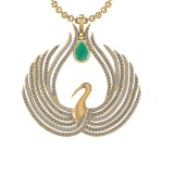 7.52 Ctw VS/SI1 Emerald and Diamond 14K Yellow Gold Pendant (ALL DIAMOND AR
