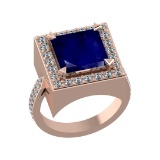 3.35 Ctw VS/SI1 Blue Sapphire and Diamond 14k Rose Gold Engagement Ring (AL