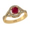 1.65 Ctw VS/SI1 Ruby and Diamond 14k Yellow Gold Engagement Ring (ALL DIAMO