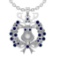 3.02Ctw VS/SI1 Blue Sapphire and Diamond 14K White Gold Necklace(ALL DIAMON
