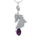 25.49 Ctw VS/SI1 Amethyst and Diamond Prong Set 14k White Gold Pendant (ALL