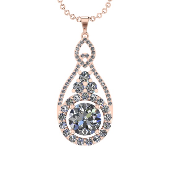 5.47 Ctw VS/SI1 Diamond 14K Rose Gold Pendant Necklace (ALL DIAMOND ARE LAB