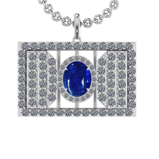 42.90 Ctw VS/SI1 Tanzanite and Diamond 14K White Gold Pendant
