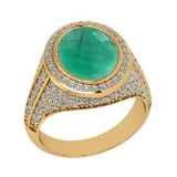 4.70 Ctw VS/SI1 Emerald and Diamond Prong Set 14K Yellow Gold Engagement Ri