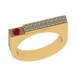 0.48 Ctw VS/SI1 Ruby and Diamond 14K Yellow Gold Engagement Ring (ALL DIAMO