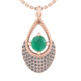 0.80 Ctw VS/SI1 Emerald and Diamond 14k Rose Gold Engagement Ring