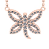 0.63 Ctw SI2/SI1 Diamond Prong Set 14k Rose Gold Pandant (ALL DIAMOND ARE L