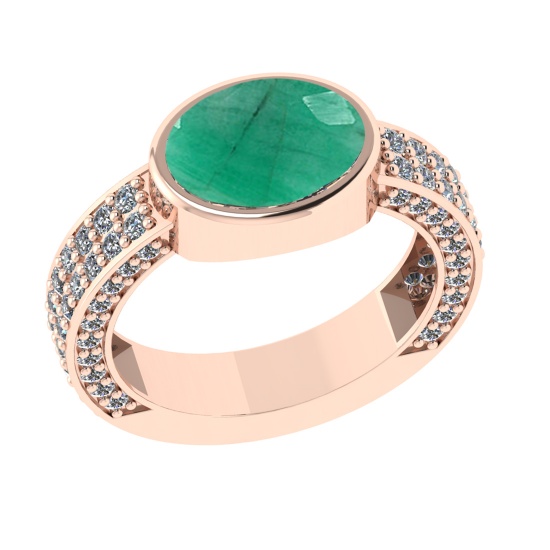 2.96 Ctw VS/SI1 Emerald and Diamond 14k Rose Gold Engagement Ring (ALL DIAM