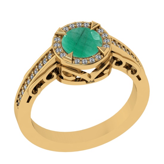 1.02 Ctw VS/SI1 Emerald and Diamond 14k Yellow Gold Engagement Ring