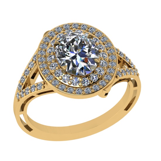 2.65 Ctw VS/SI1 Diamond Prong Set 14k Yellow Gold Engagement Ring (ALL DIAM