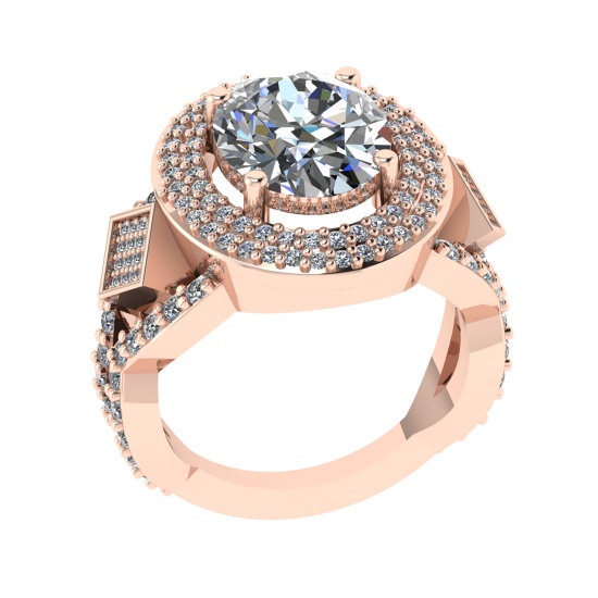 4.56 Ctw VS/SI1 Diamond 14K Rose Gold Engagement Ring (ALL DIAMOND ARE LAB
