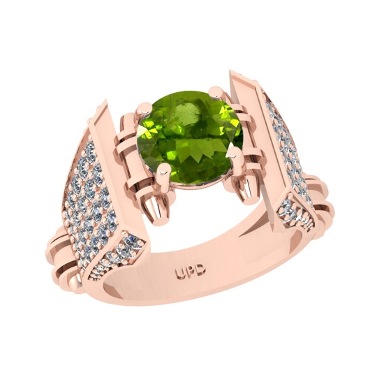 3.62 Ctw VS/SI1 Peridot and Diamond Set 10K Rose Gold Engagement Ring (ALL