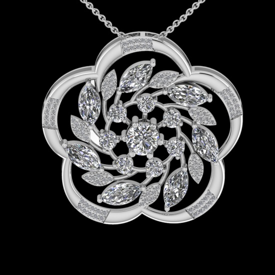 4.15 Ctw VS/SI1 Diamond 18K White Gold Necklace (ALL DIAMOND ARE LAB GROWN