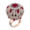 17.72 Ctw VS/SI1 Ruby and Diamond 14k Rose Gold Engagement Ring (ALL DIAMON