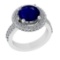 1.07 Ctw VS/SI1 Blue Sapphire and Diamond 14k white Gold Engagement Ring (A