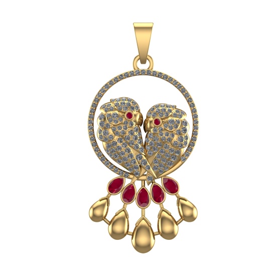 3.73 Ctw VS/SI1 Ruby and Diamond 14k Yellow Gold Pandant (ALL DIAMOND ARE L
