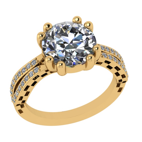 2.97 Ctw SI2/SI1 Diamond 14k Yellow Gold Engagement Ring (ALL DIAMOND ARE L