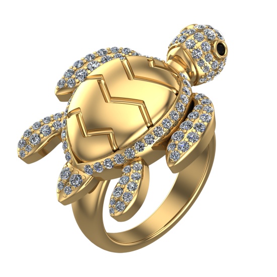 1.60 Ctw VS/SI1 Treated Fancy Black an white Diamond 14k Yellow Gold Tortoi