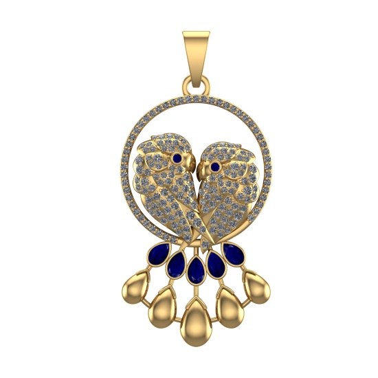 3.73 Ctw VS/SI1 Blue Sapphire and Diamond 14k Yellow Gold Pandant (ALL DIAM
