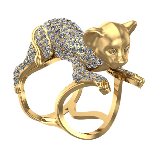 6.31 Ctw SI2/SI1 Diamond Prong Set 14k Yellow Gold Creature animal theme Ri