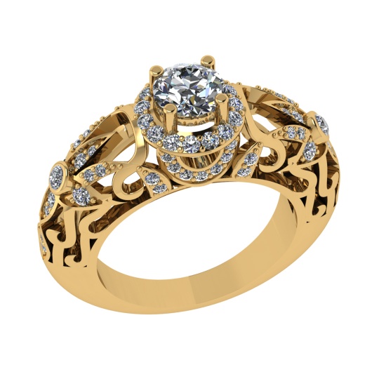 1.45 Ctw VS/SI1 Diamond 14k Yellow Gold Engagement Ring (ALL DIAMOND ARE LA