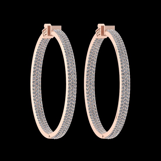 2.40 Ctw VS/SI1 Diamond 14K Rose Gold Hoop Earrings (ALL DIAMOND ARE LAB GR