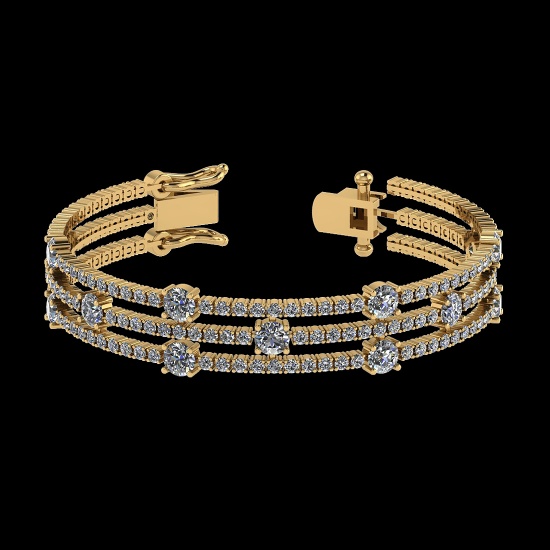 6.52 Ctw VS/SI1 Diamond Style 14K Yellow Gold Bracelet (ALL DIAMOND ARE LAB