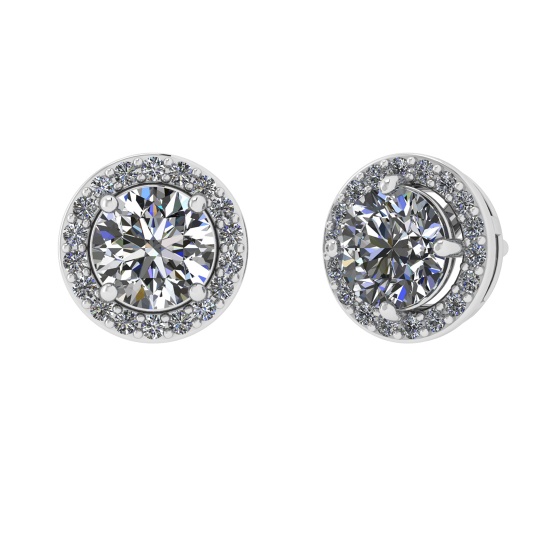 1.18 Ctw VS/SI1 Diamond 14k white Gold Stud Earrings (ALL DIAMOND ARE LAB G