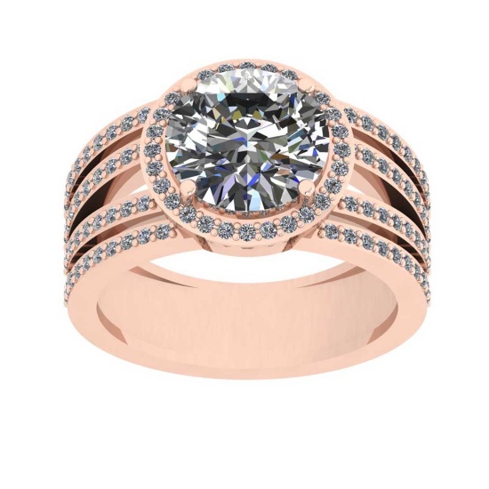 3.22 Ctw SI2/I1 Diamond Style Prong Set 18K Rose Gold Engagement Wedding Ri