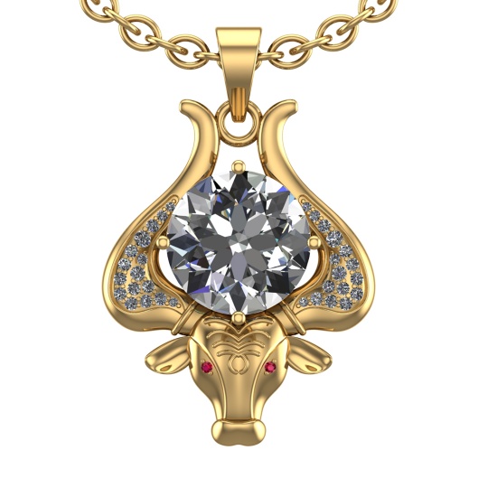 2.89 Ctw VS/SI1 Diamond 14k Yellow Gold Creature Theme Pendant Necklace (AL