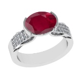 2.98 Ctw VS/SI1 Ruby And Diamond 14k White Gold Engagement Ring (ALL DIAMON