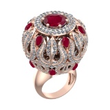 17.72 Ctw VS/SI1 Ruby and Diamond 14k Rose Gold Engagement Ring (ALL DIAMON