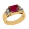 3.66 Ctw VS/SI1 Ruby and Diamond 14k Yellow Gold Engagement Ring (ALL DIAMO