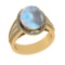 5.95 Ctw I2/I3 Rainbow Moonstone And Diamond 10K Yellow Gold Engagement Rin