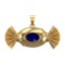 4.94 Ctw VS/SI1 Blue Sapphire and Diamond 14k Yellow Gold Pandant (ALL DIAM