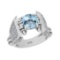3.62 Ctw VS/SI1 Blue Topaz and Diamond Set 10K white Gold Engagement Ring (