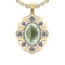 20.23 Ctw I2/I3 Green Amethyst And Diamond 10K Yellow Gold Necklace(ALL DIA