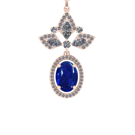 27.99 Ctw SI1/SI2 Tanzanite and Diamond 14k Rose Gold Pandant (ALL DIAMOND