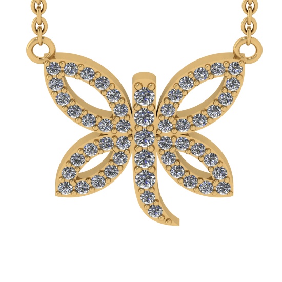 0.63 Ctw SI2/SI1 Diamond Prong Set 14k Yellow Gold Pandant (ALL DIAMOND ARE