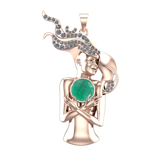 4.79 Ctw VS/SI1 Emerald and Diamond 14k Rose Gold Pandant (ALL DIAMOND ARE