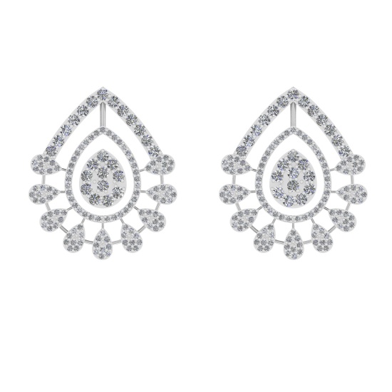 2.84 Ctw VS/SI1 Diamond Prong Set 14k white Gold Stud Earrings (ALL DIAMOND
