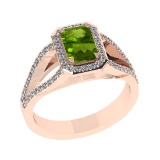1.43 Ctw VS/SI1 Peridot and Diamond Set 10K Rose Gold Engagement Ring (ALL