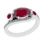 2.94 Ctw VS/SI1 Ruby and Diamond 14k white Gold Engagement Ring (ALL DIAMON