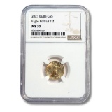 Certified American $5 Gold Eagle 2021 Eagle Portrait T-2 MS70 NGC
