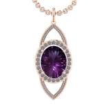 22.50 Ctw VS/SI1 Amethyst and Diamond 14K Rose Gold Pendant