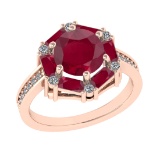 2.78 Ctw VS/SI1 Ruby and Diamond 14k Rose Gold Engagement Ring(ALL DIAMOND