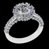 2.87 Ctw VS/SI1 Diamond 18K White Gold Engagement Ring